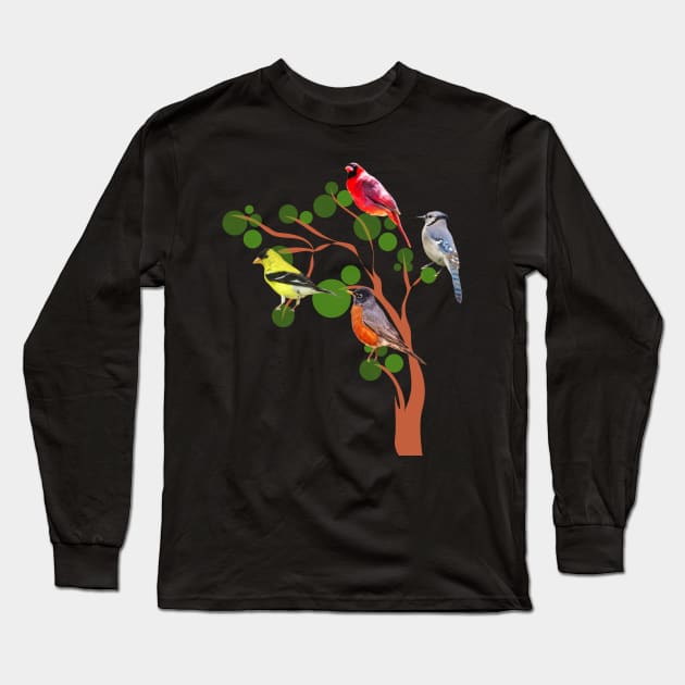 Birds On Tree T-shirt Long Sleeve T-Shirt by KathyG'sArt